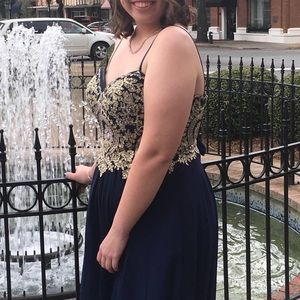 Blue and Gold Camille La Vie Prom Dress